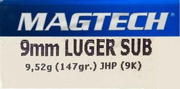 MAGTECH 9 mm Luger 147gr JHP Sub (9K)